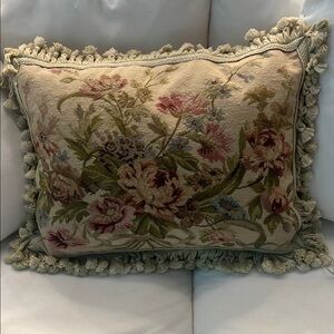 Floral Tapestry Pillow with Tassels